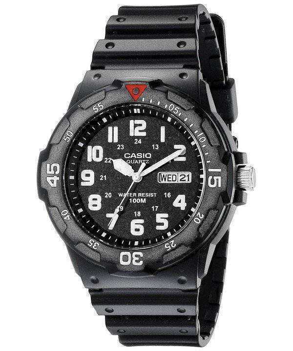 Casio Quartz Analog 100M Black Resin Strap MRW-200H-1BVDF MRW-200H-1BV Mens Watch