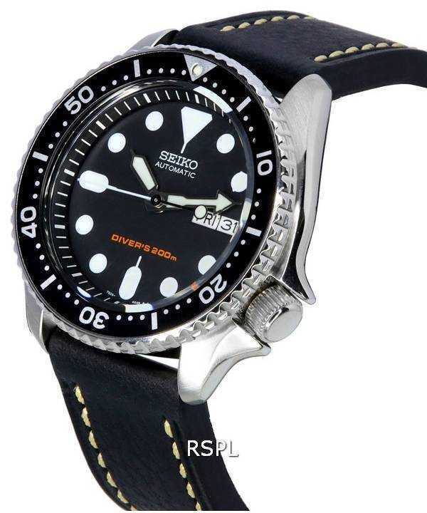 Seiko Automatic Diver's Ratio Black Leather SKX009J1-LS2 200M Men's Watch - Image 3