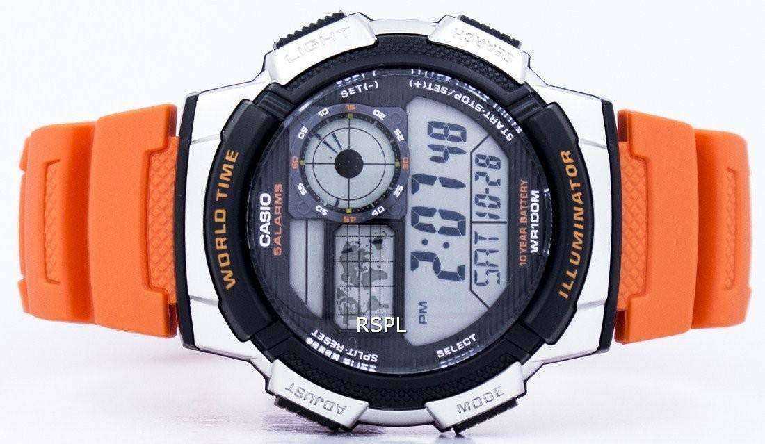 Casio Youth Series Illuminator World Time Alarm AE-1000W-4BV Men's Watch