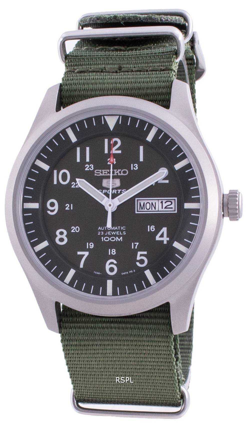 Seiko 5 Sports Military Automatic SNZG09K1-var-NATO9 100M Mens Watch