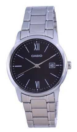 Casio Black Dial Stainless Steel Analog Quartz MTP-V002D-1B3 MTPV002D-1 Mens Watch