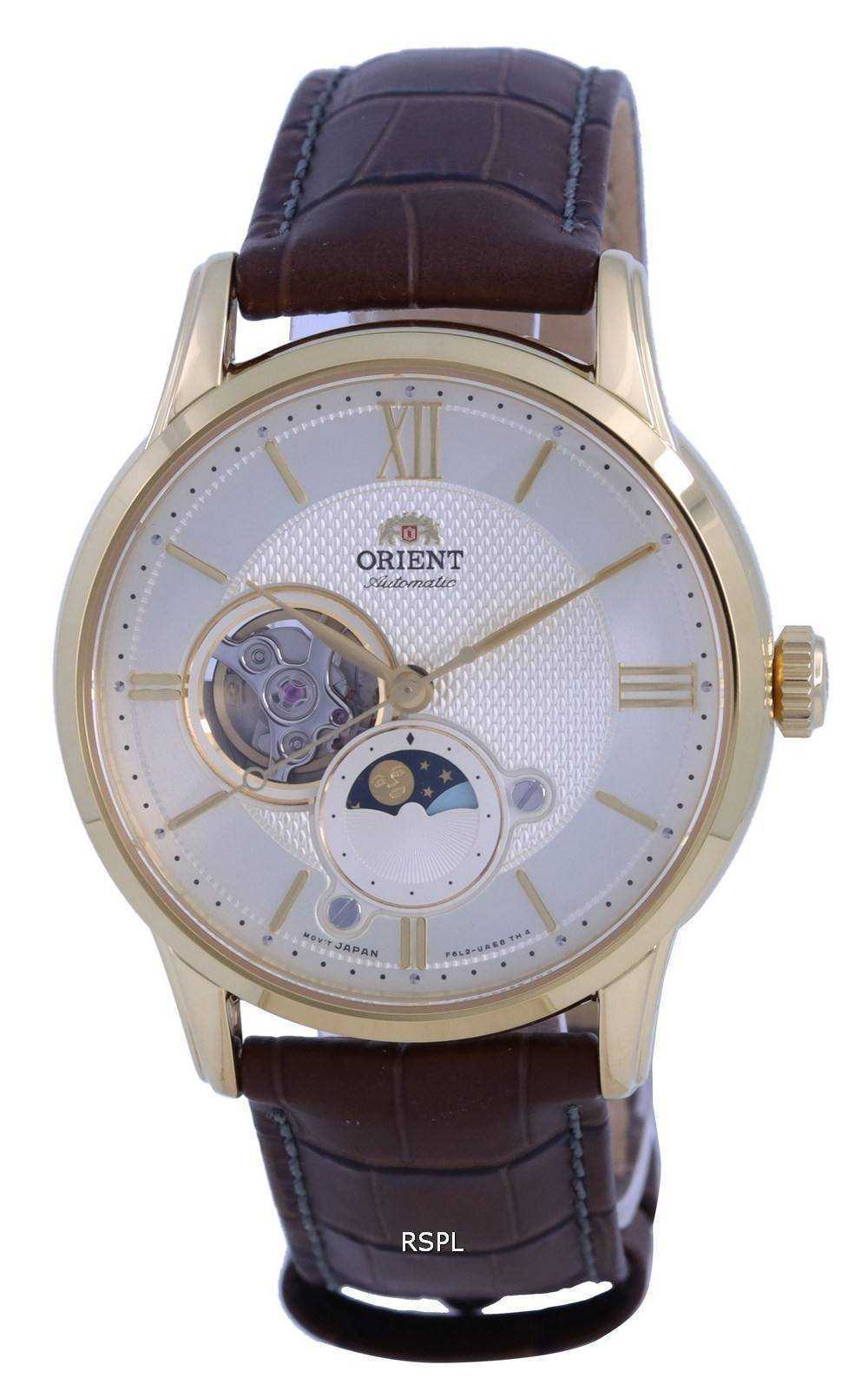 Orient Classic Sun Moon Open Heart Automatic RA-AS0010S10B Mens Watch