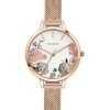 Oui & Me Petite Fleurette White Dial Rose Gold Tone Stainless Steel Quartz ME010096 Women's Watch