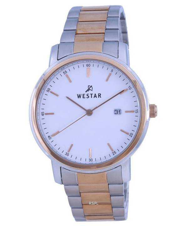 Westar White Dial Two Tone Stainless Steel Quartz 50243 SPN 601 Mens Watch