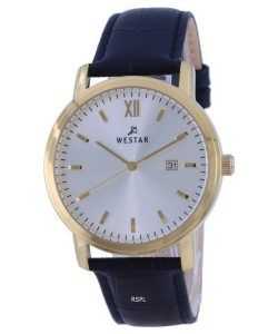 Westar Silver Dial Leather Strap Quartz 50244 GPN 102 Mens Watch