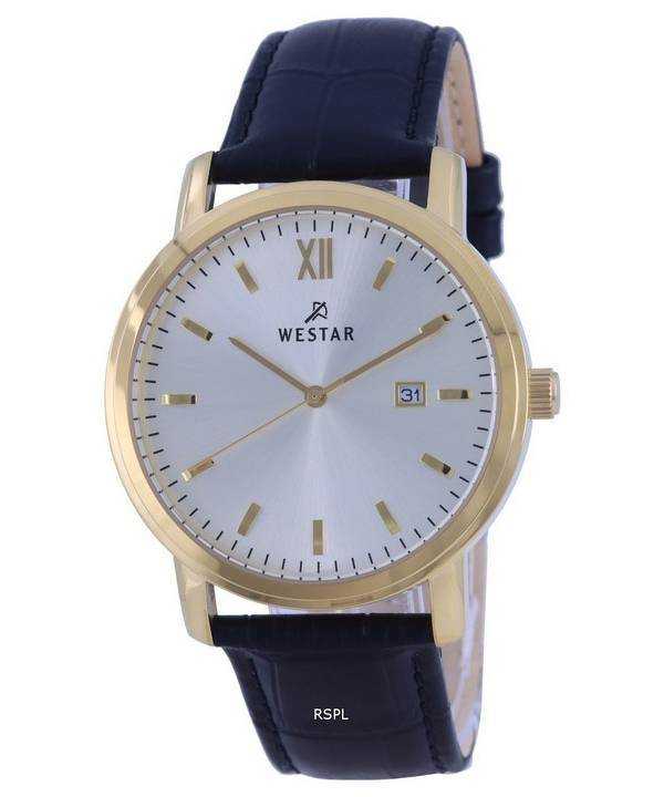 Westar Silver Dial Leather Strap Quartz 50244 GPN 102 Mens Watch