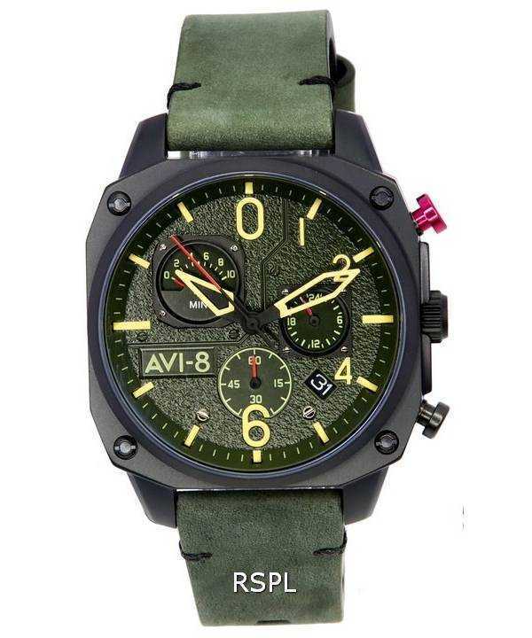 AVI-8 Hawker Hunter Deep Green Retrograde Chronograph Quartz AV-4052-08 Mens Watch