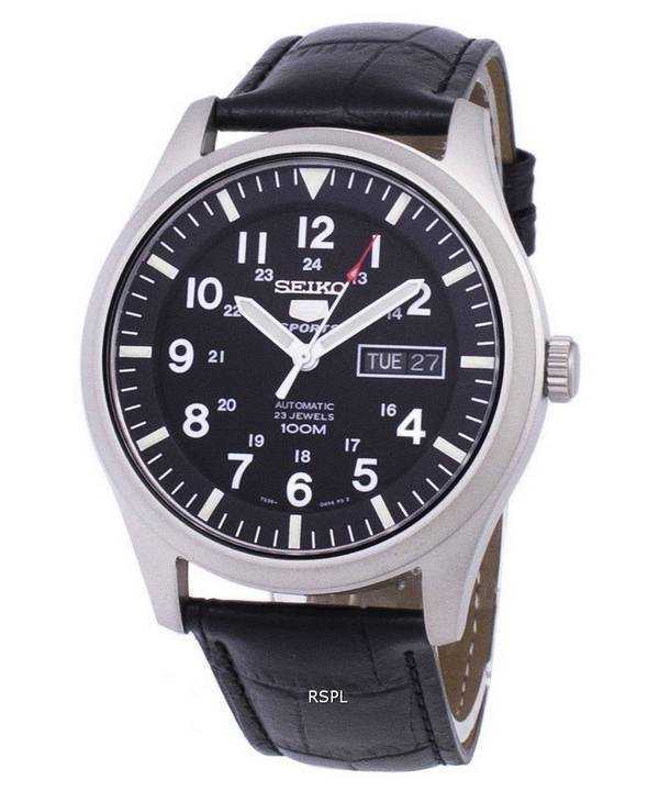 Seiko 5 Sports Automatic Ratio Black Leather SNZG15K1-LS6 Men's Watch