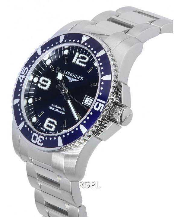 Longines HydroConquest Sunray Blue With Super-LumiNova Dial Automatic Diver's L3.742.4.96.6 300M Men's Watch