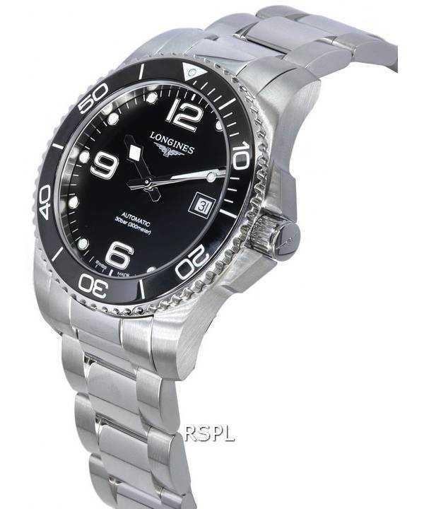 Longines HydroConquest Sunray Black With Super-LumiNov Dial Automatic Diver's L3.781.4.56.6 300M Men's Watch