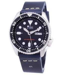 Seiko Automatic SKX007K1-LS15 200M Dark Blue Leather Strap Men's Watch