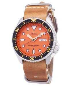 Seiko Automatic SKX011J1-LS18 Diver's 200M Japan Made Brown Leather Strap Men's Watch
