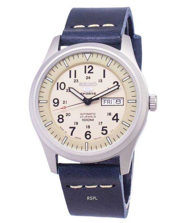 Seiko 5 Sports SNZG07J1-LS15 Military Japan Made Dark Blue Leather Srtap Men's Watch