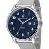 Maserati Tradizione Stainless Steel Mesh Blue Dial Solar R8851146002 100M Men's Watch