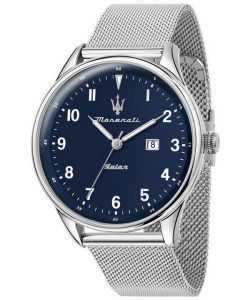 Maserati Tradizione Stainless Steel Mesh Blue Dial Solar R8851146002 100M Men's Watch