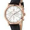 Maserati Epoca Chronograph Leather Strap White Dial Quartz R8871618016 100M Men's Watch