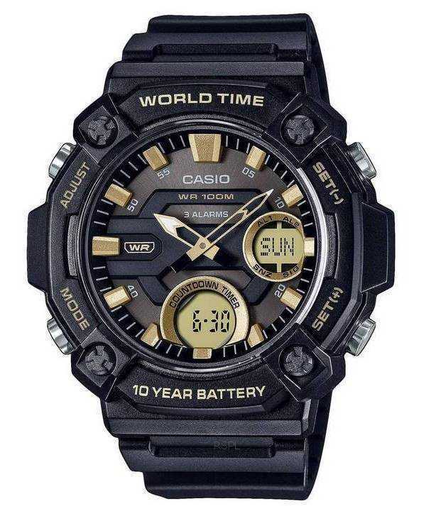 Casio Youth Analog Digital Resin Black Dial Quartz AEQ-120W-9AV AEQ120W-9 100M Men's Watch