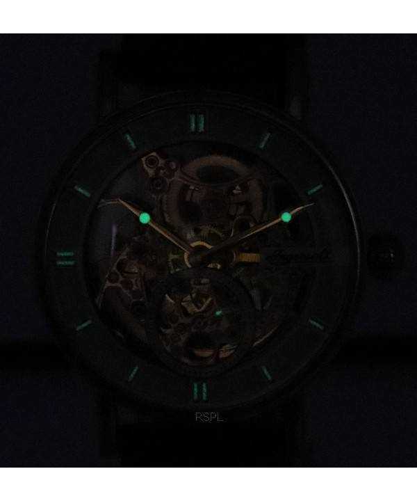 Ingersoll The Herald Leather Strap Rose Gold Skeleton Dial Automatic I00401B Men's Watch