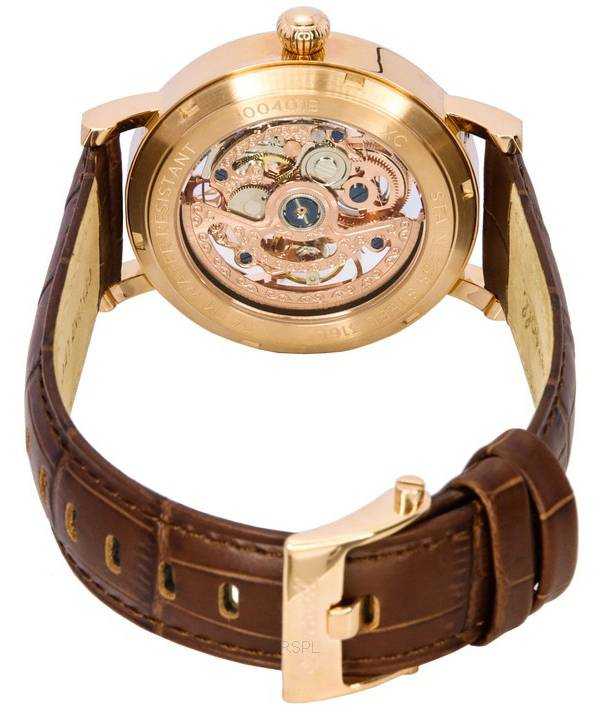 Ingersoll The Herald Leather Strap Rose Gold Skeleton Dial Automatic I00401B Men's Watch