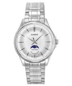 Casio Standard Analog Moon Phase Stainless Steel Silver Dial Quartz MTP-M100D-7A Men's Watch