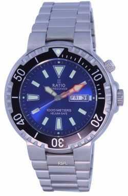 Ratio FreeDiver Blue Dial Stainless Steel Quartz 1050HA93-12V-BLU 1000M Mens Watch