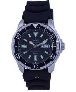 Ratio FreeDiver Black Dial PU Strap Quartz 48HA90-12-BLK 500M Mens Watch