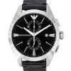 Emporio Armani Claudio Chronograph Black Leather Strap Black Dial Quartz AR11542 Mens Watch