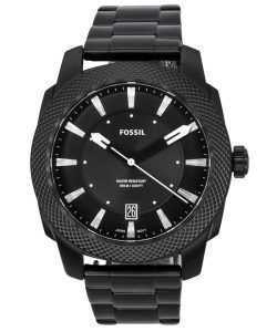 Fossil Machine Stainless Steel Black Sunray Dial Quartz FS5971 100M Mens Watch