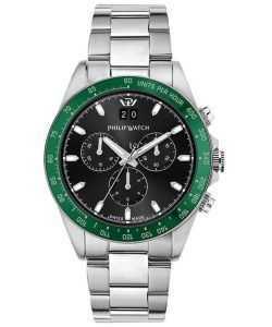 Philip Watch Caribe Sport Chronograph Stainless Steel Black Sunray Dial Quartz R8273607010 100M Mens Watch