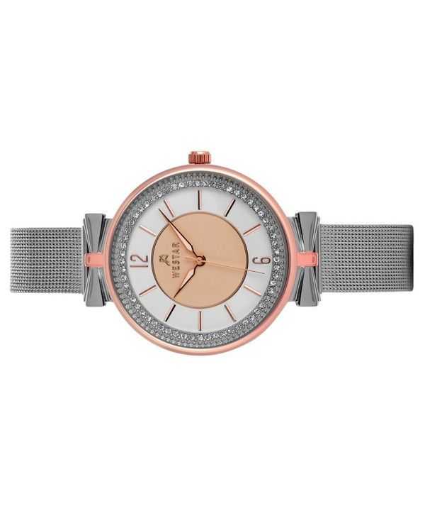 Westar Zing Crystal Accents Stainless Steel Mesh Gold And Silver Dial Quartz 00130SPN601 Women's Watch