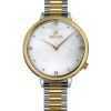 Westar Zing Crystal Accents Two Tone Stainless Steel White Mother Of Pearl Dial Quartz 00135CBN111 Women's Watch