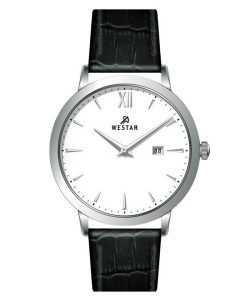 Westar Profile Leather Strap White Dial Quartz 50214STN101 Men's Watch