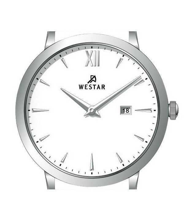 Westar Profile Leather Strap White Dial Quartz 50214STN101 Men's Watch