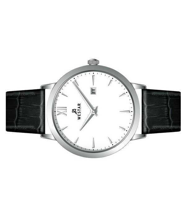 Westar Profile Leather Strap White Dial Quartz 50214STN101 Men's Watch