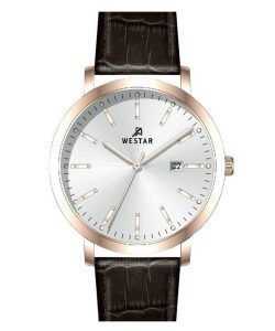 Westar Profile Leather Strap Silver Dial Quartz 50216PPN627 Men's Watch