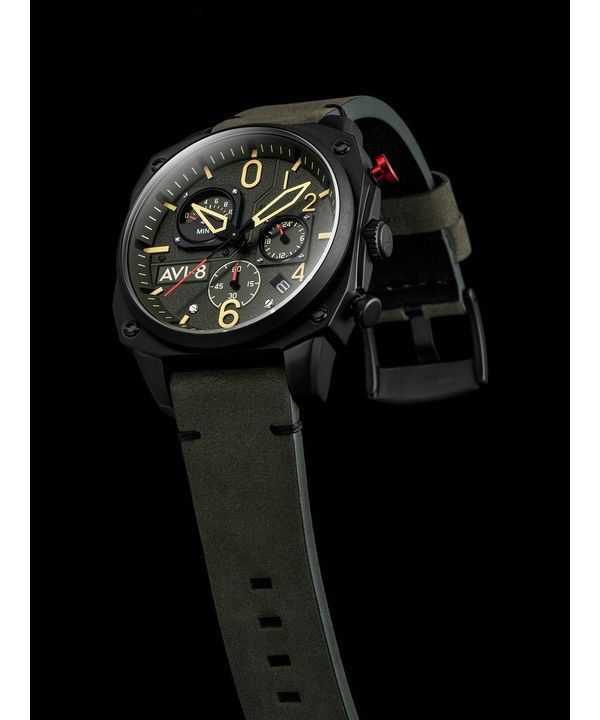 AVI-8 Hawker Hunter Deep Green Retrograde Chronograph Quartz AV-4052-08 Mens Watch