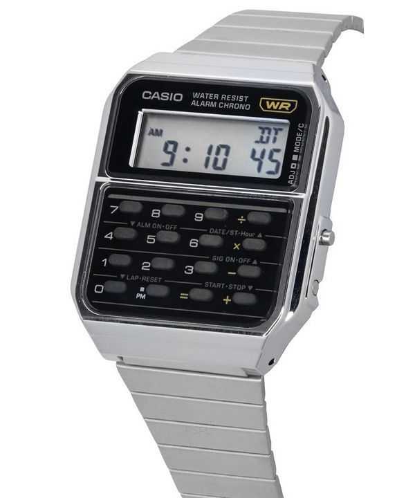 Casio Vintage Digital Calculator Stainless Steel Quartz CA-500WE-1A Mens Watch