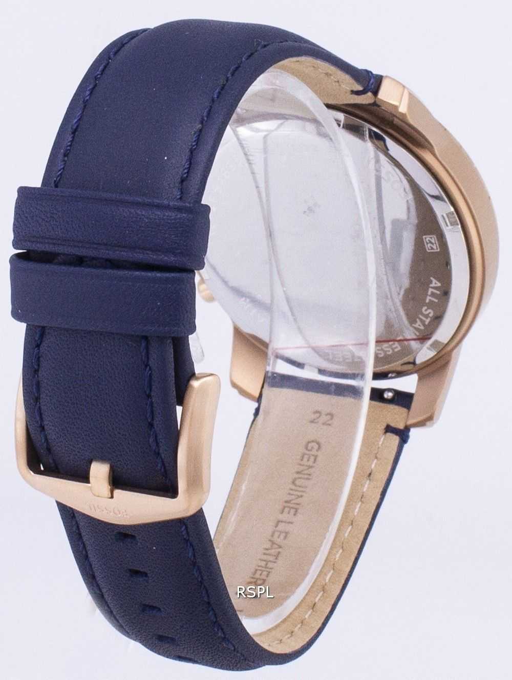 Fossil Grant Chronograph Blue Leather Strap FS4835 Mens Watch