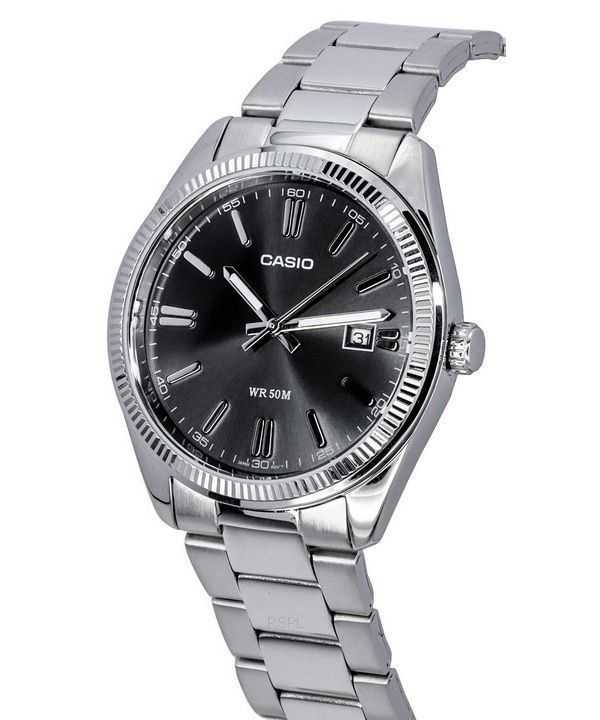 Casio Standard Analog Stainless Steel Black Dial Quartz MTP-1302D-1A1 Mens Watch
