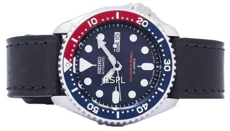 Seiko Automatic Diver's Ratio Black Leather SKX009J1-LS8 200M Men's Watch