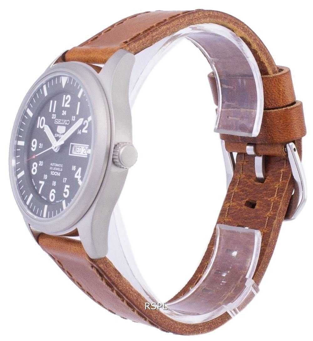 Seiko 5 Sports Automatic Japan Made Ratio Brown Leather SNZG09J1-LS9 Men's Watch