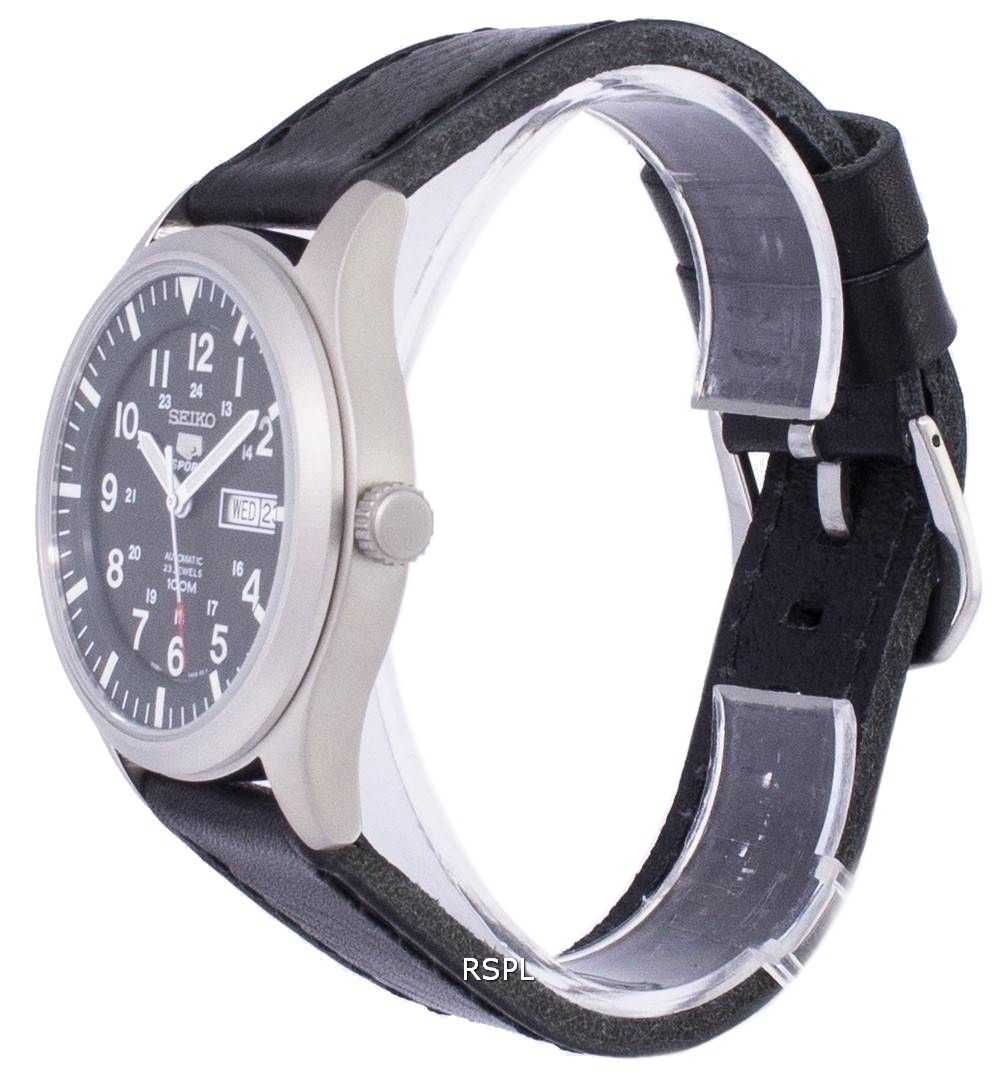 Seiko 5 Sports Automatic Ratio Black Leather SNZG09K1-LS8 Men's Watch