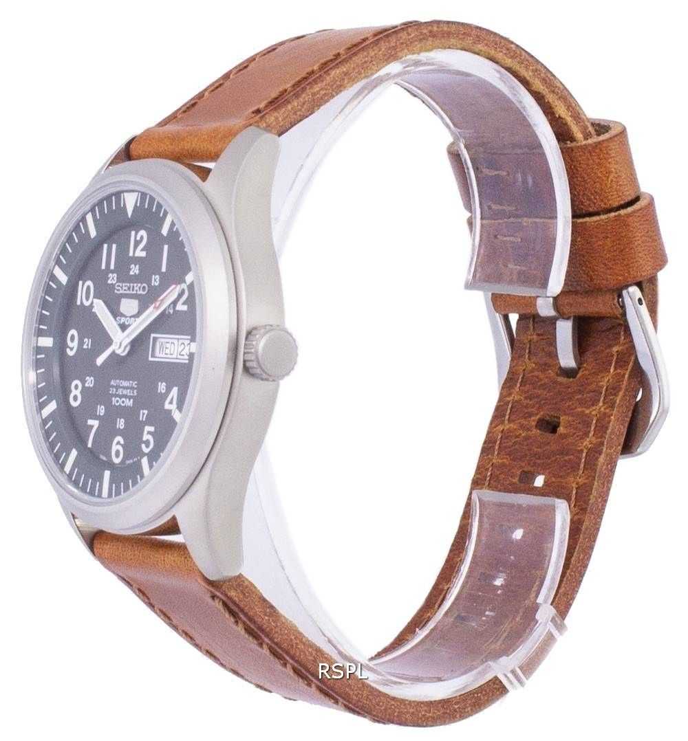 Seiko 5 Sports Automatic Ratio Brown Leather SNZG09K1-var-LS9 Men's Watch