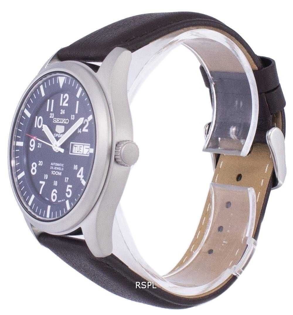 Seiko 5 Sports Automatic Ratio Dark Brown Leather SNZG11K1-LS11 Men's Watch