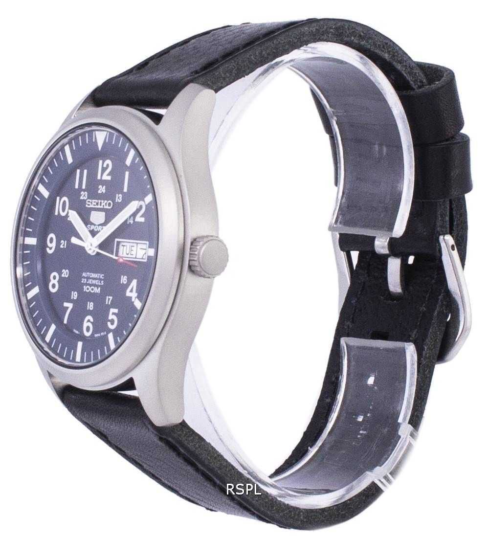 Seiko 5 Sports Automatic Ratio Black Leather SNZG11K1-LS8 Men's Watch