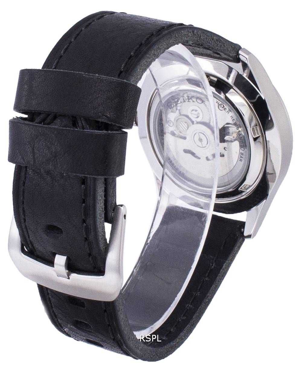 Seiko 5 Sports Automatic Ratio Black Leather SNZG11K1-LS8 Men's Watch