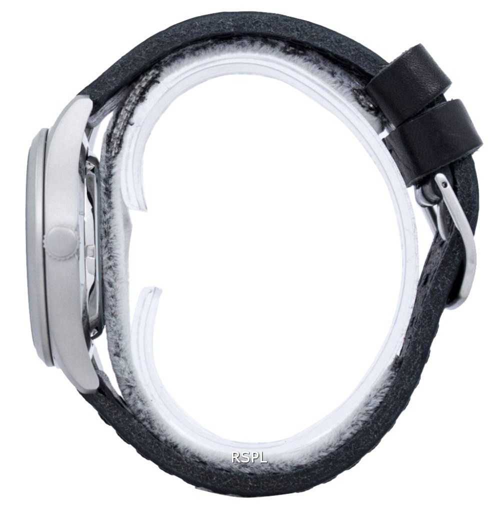 Seiko 5 Sports Automatic Japan Made Ratio Black Leather SNZG15J1-LS8 Men's Watch