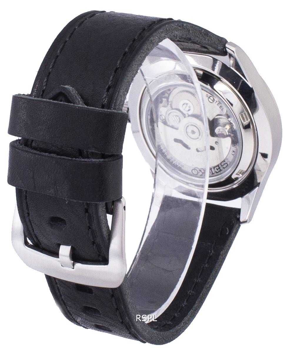 Seiko 5 Sports Automatic Ratio Black Leather SNZG15K1-LS8 Men's Watch