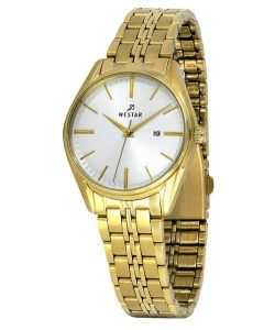 Westar Profile Gold Tone Stainless Steel White Dial Quartz 40210GPN107 Womens Watch