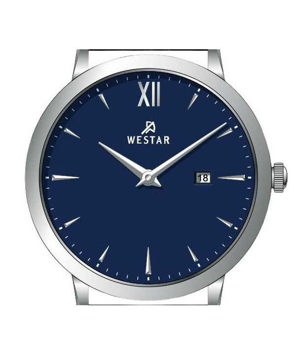 Westar Profile Leather Strap Blue Dial Quartz 50214STN104 Mens Watch
